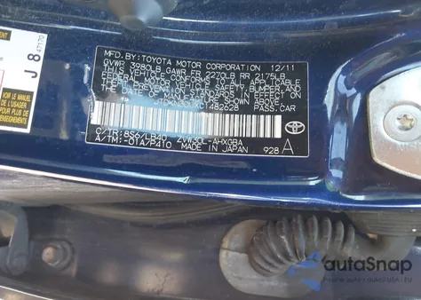 2012 Toyota Prius из США, поврежденный, VIN JTDKN3DUXC1482628